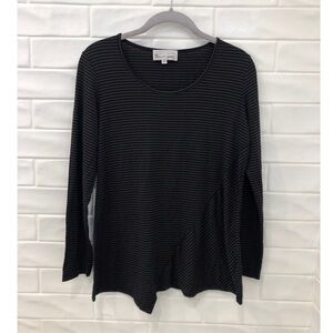 𝅺ELLIOTT Lauren stripe asymmetrical hem tee